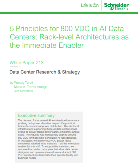5 Principles for 800 VDC in AI Data Centers: Rack-level Architectures as the Immediate Enabler